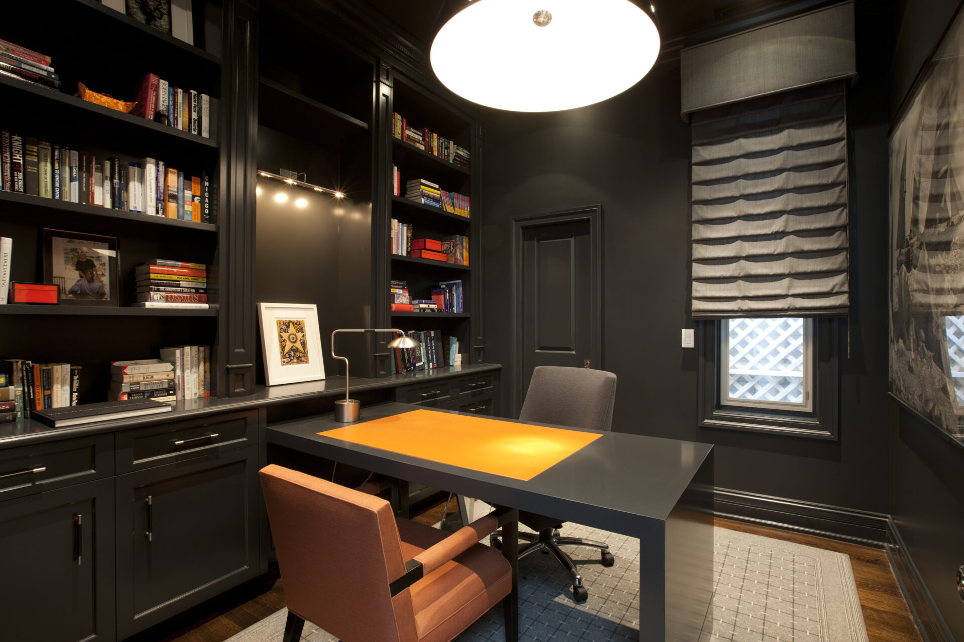 Sleek dark modern interiors for home office